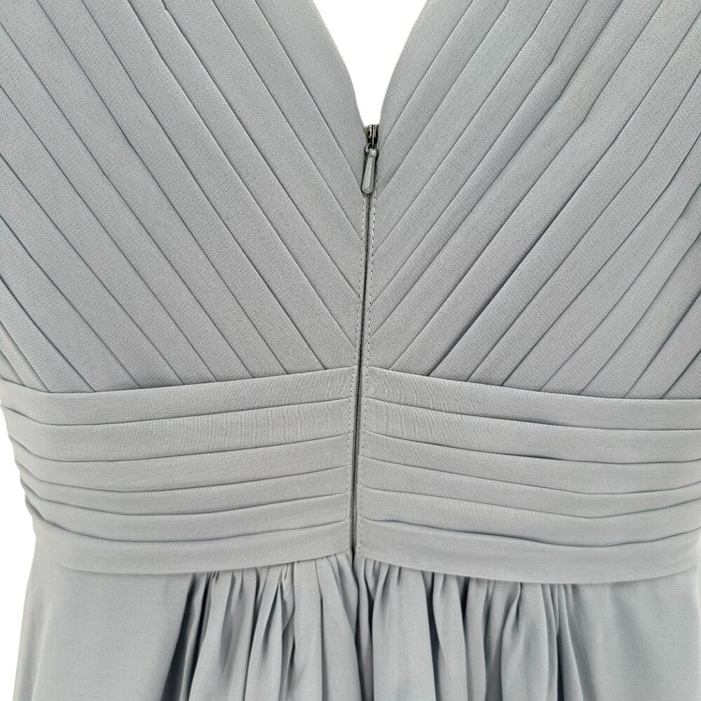 Babaroni Womens Dusty Blue Formal Pleated V Neck & Back Brides Maid Dress US 6 - Picture 6 of 10